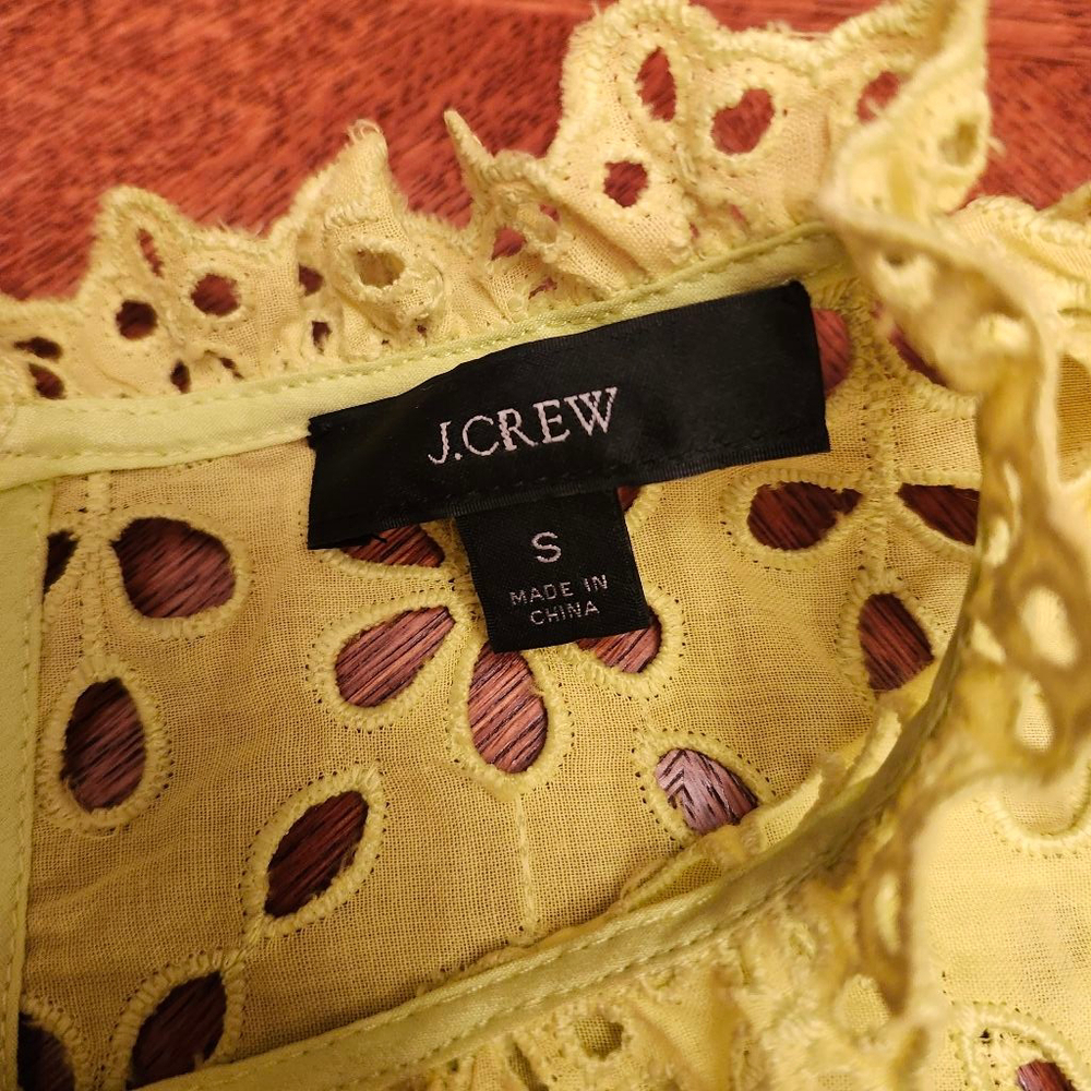 Women's J.CREW Yellow Eyelet Blouse S A1 - Picture 2 of 6